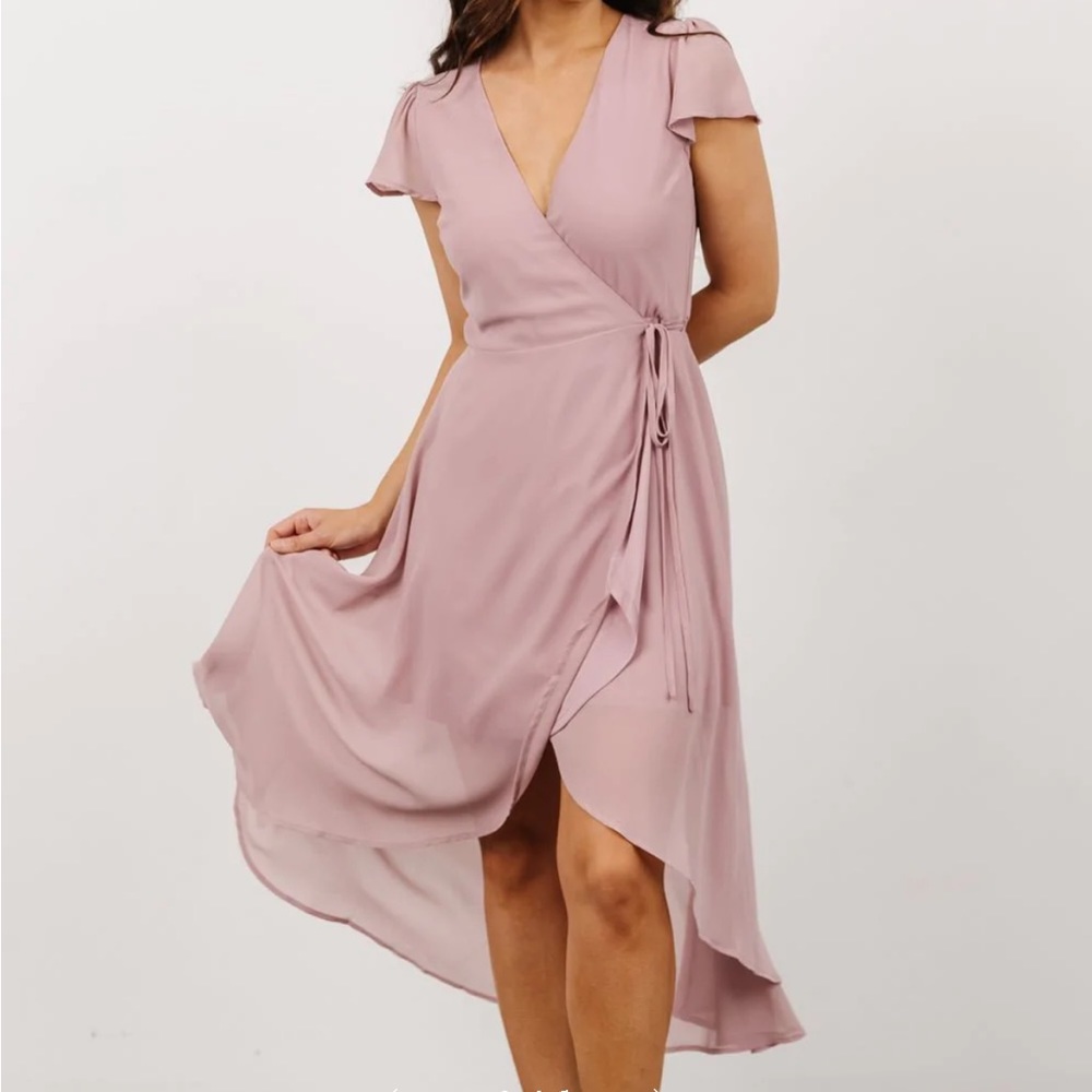 Bristol Midi Wrap Dress Dusty Rose M